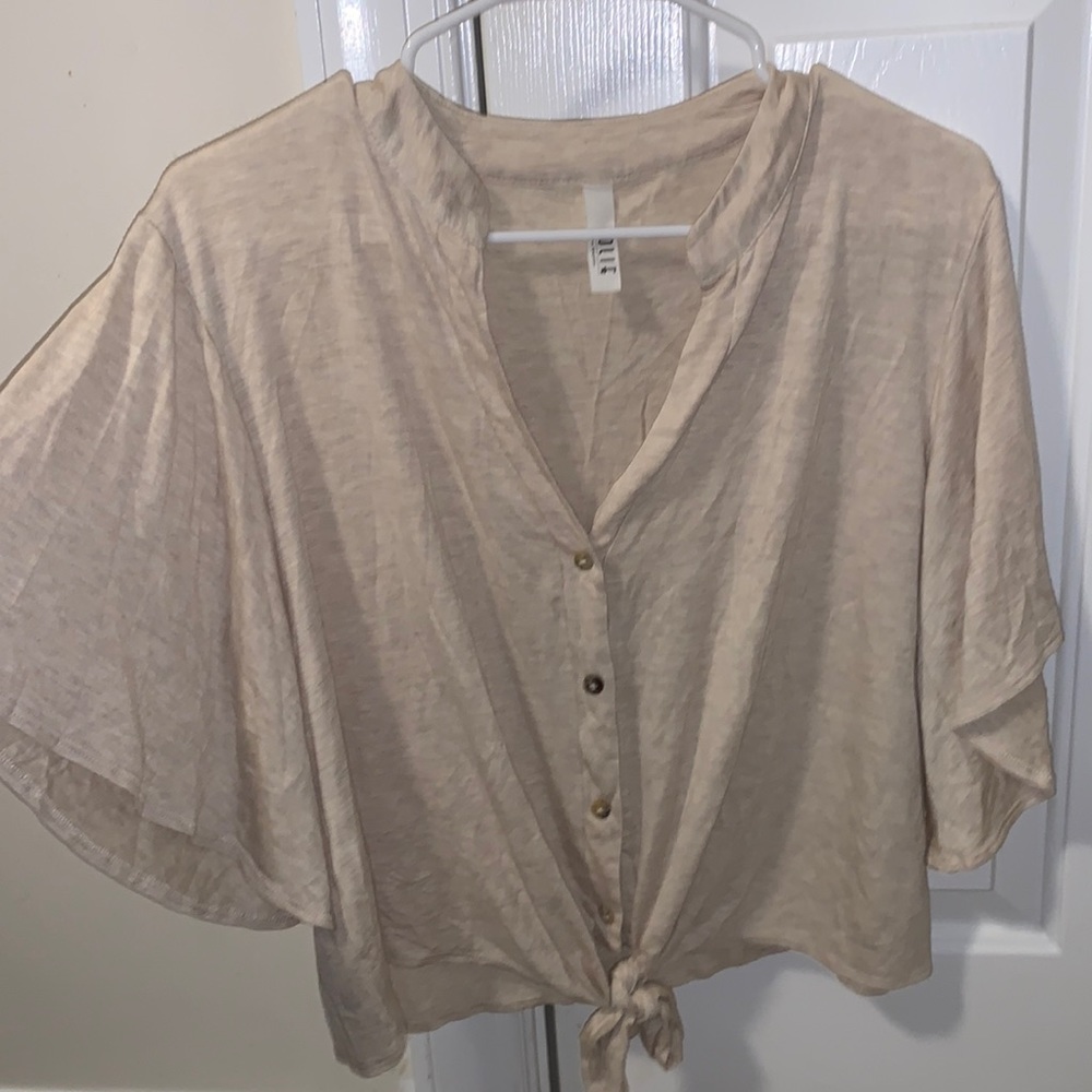 Jolie button down tie front short sleeve top